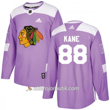 Män Ishockey Chicago Blackhawks Tröja Patrick Kane 88 Adidas 2017-2018 Lila Fights Cancer Practice Authentic